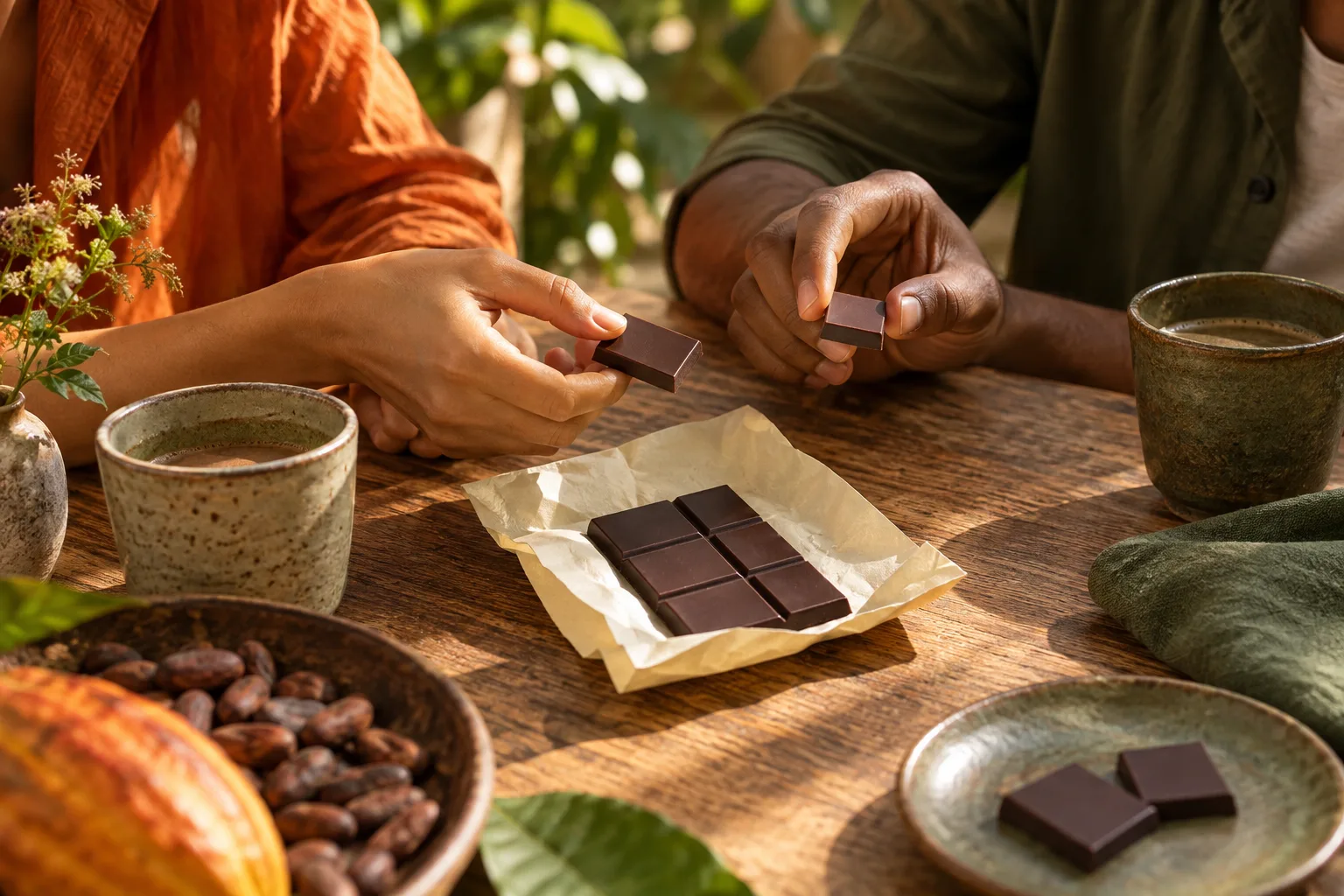 AI concept of friends sharing chocolate