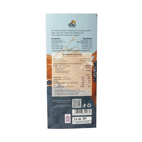 Milk Chocolate Cashew – 70 gr - Image 3